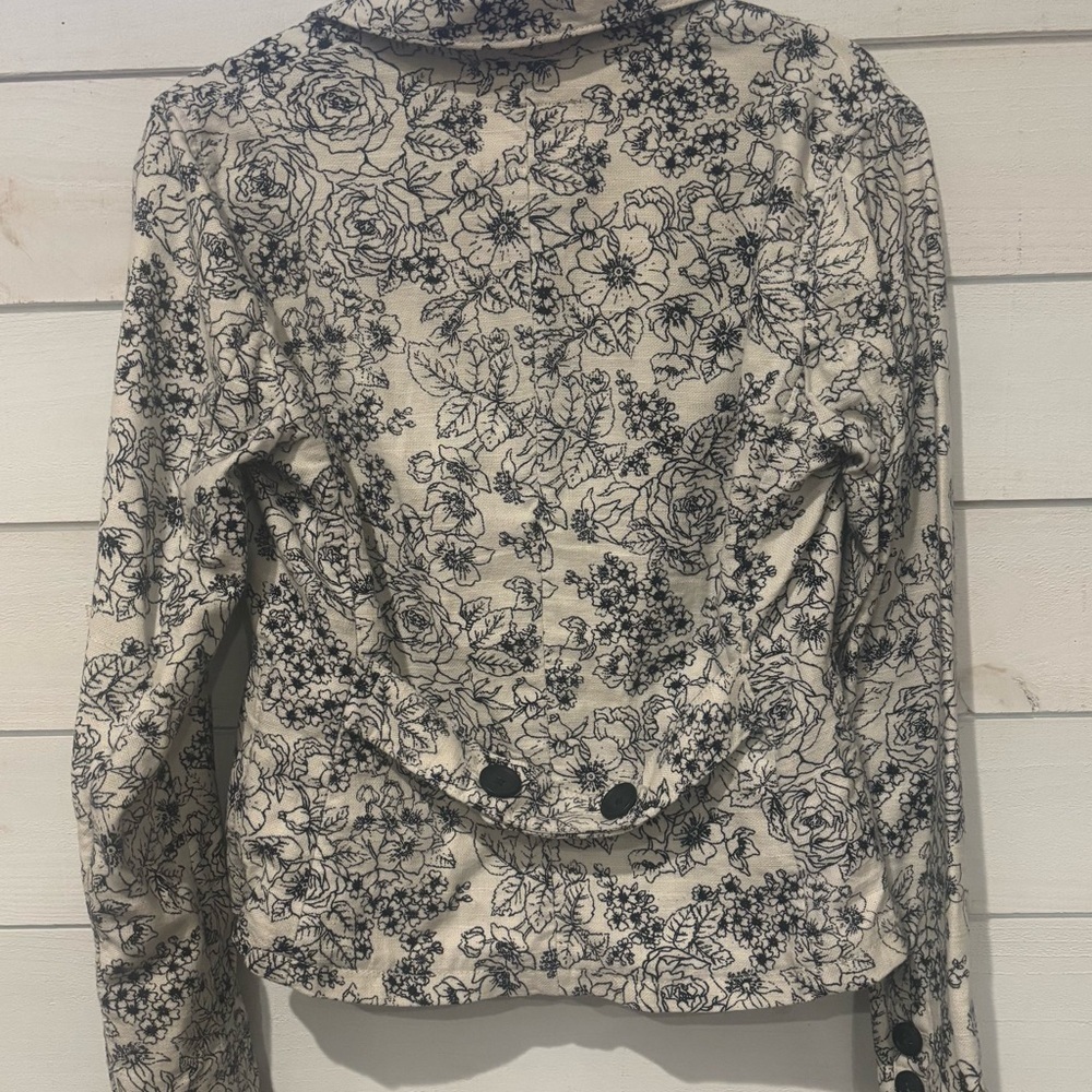 Banana Republic Sz Small Cottagecore Floral Blazer Linen/Cotton Jacket - Picture 4 of 13